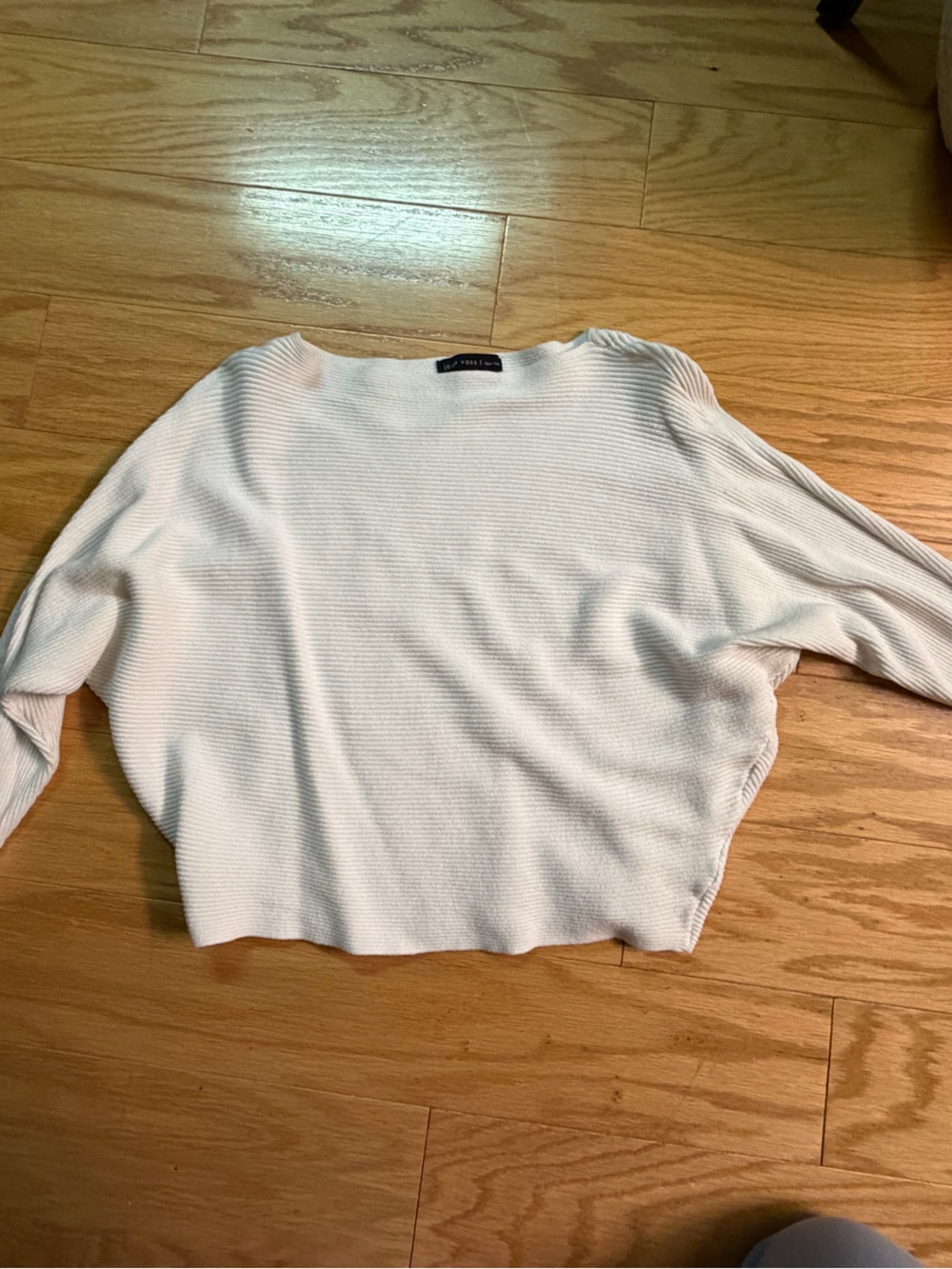 Women's Cream Ribbed Long-Sleeve Sweater